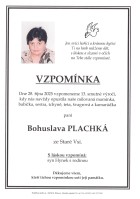 Vzpomínka Plachká Bohuslava